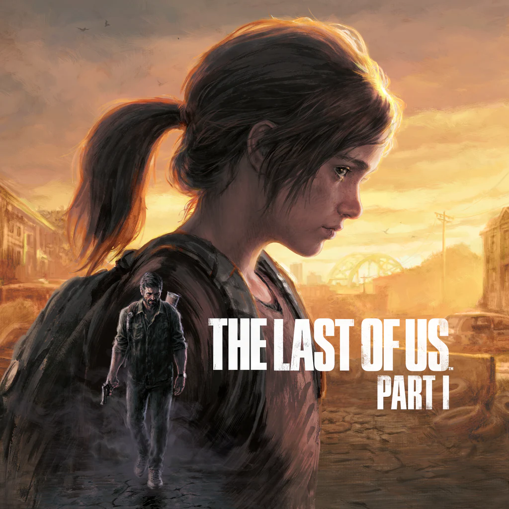 Ellie en grande con el titulo del juego y en pequeño se lo ve a Joel